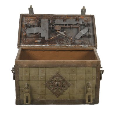 Ancienne Boîte En Fer Française – Coffre De Rangement Vintage – French Antique Iron Box