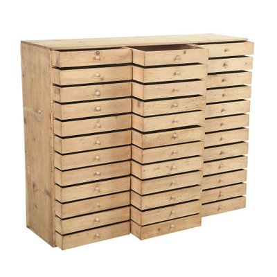 Schubladenschrank aus unbehandeltem Holz bei Pamono kaufen