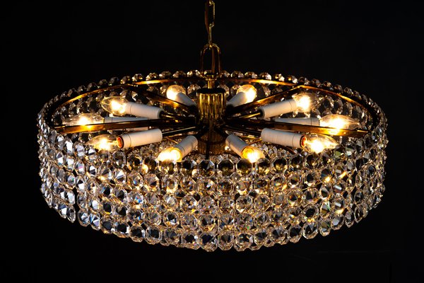 Mid-Century Modern Austrian Brass and Crystals 14 Arms Chandelier from J &  L Lobmeyr, 1950s for sale at Pamono