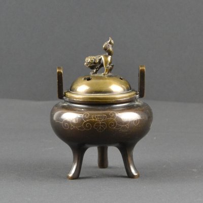 Small Antique Japanese Incense Burner in Bronze, 1890s for sale at