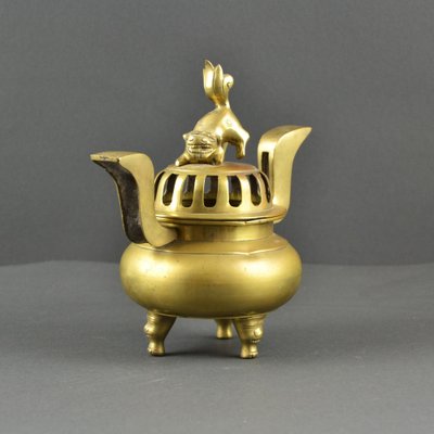 Japanese Incense Burner with Lion Decoration Lid for sale at Pamono