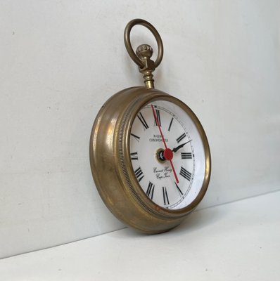 Orologio da parete Jumbo con cronometro in ottone, anni '70 in vendita su  Pamono