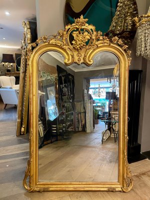 Specchio antico in stile Luigi XV dorato, Francia, 1820 in vendita su Pamono