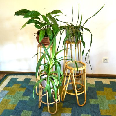 Bambus Blumenstnder, 1970er, 4er Set bei Pamono kaufen
