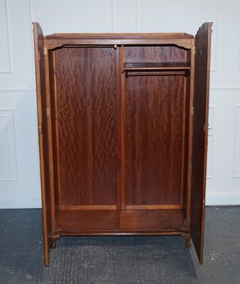 Large Art Deco Burr Walnut Wardrobe with Queen Anne Feet 1920s