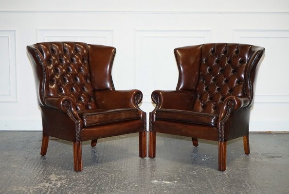Leather wingback chair hotsell second hand