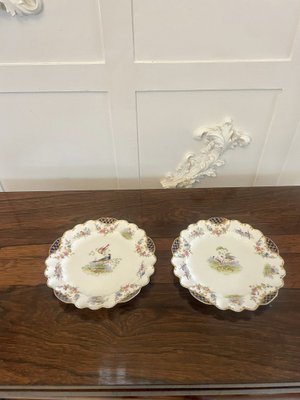 Antique Hand Painted Crescent China Plates, 1920, Set of for