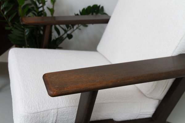 Vintage Danish Oak and Bouclé Ge290 Lounge Chair by Hans J Vintage Danish Oak and Bouclé Ge290 Lounge Chair by Hans J