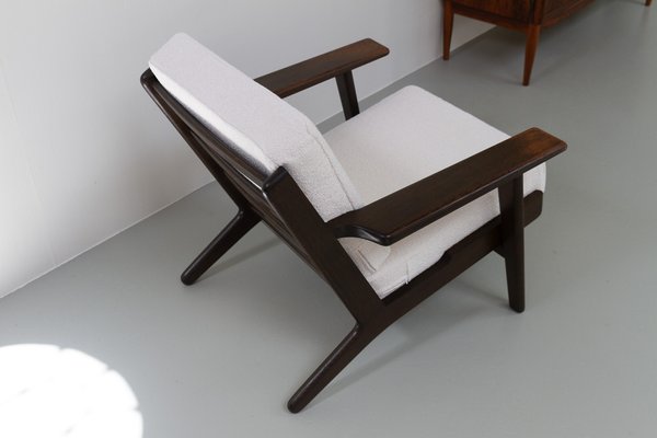Vintage Danish Oak and Bouclé Ge290 Lounge Chair by Hans J Vintage Danish Oak and Bouclé Ge290 Lounge Chair by Hans J