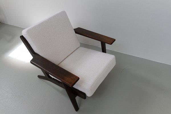 Vintage Danish Oak and Bouclé Ge290 Lounge Chair by Hans J Vintage Danish Oak and Bouclé Ge290 Lounge Chair by Hans J