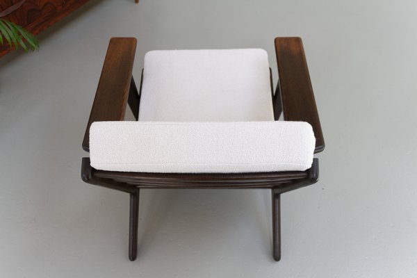 Vintage Danish Oak and Bouclé Ge290 Lounge Chair by Hans J Vintage Danish Oak and Bouclé Ge290 Lounge Chair by Hans J