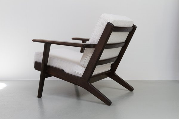 Vintage Danish Oak and Bouclé Ge290 Lounge Chair by Hans J Vintage Danish Oak and Bouclé Ge290 Lounge Chair by Hans J