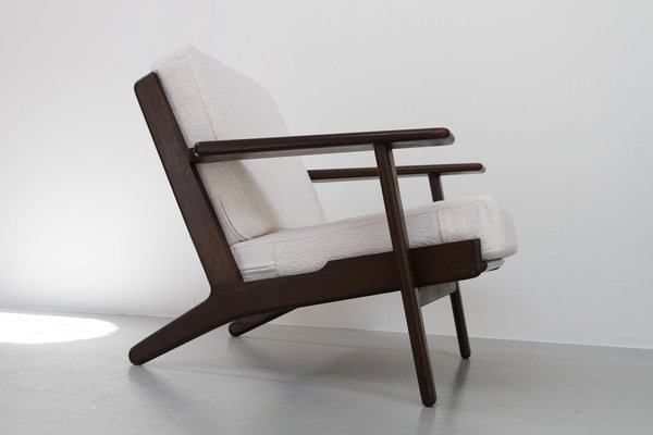 Vintage Danish Oak and Bouclé Ge290 Lounge Chair by Hans J Vintage Danish Oak and Bouclé Ge290 Lounge Chair by Hans J