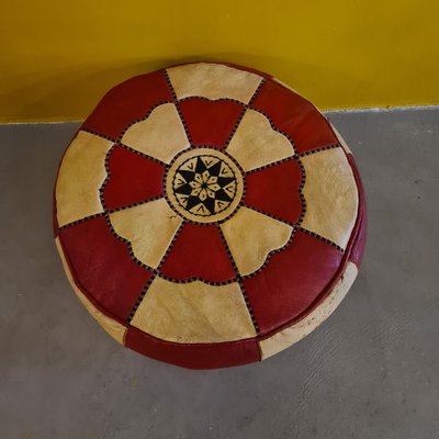 Retro sale leather pouffe