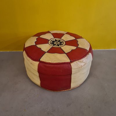 Retro leather pouffe deals