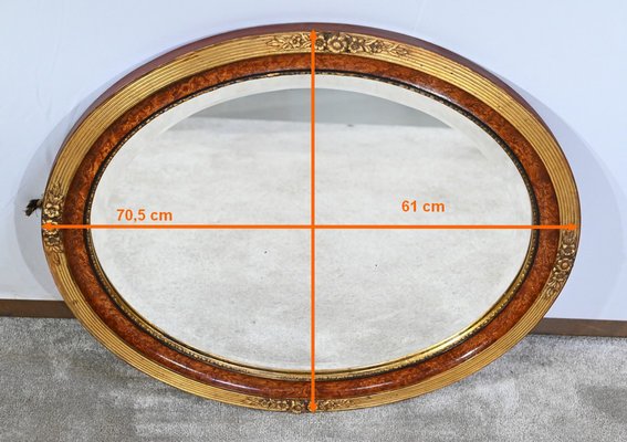 Specchio ovale in legno dorato in vendita su Pamono