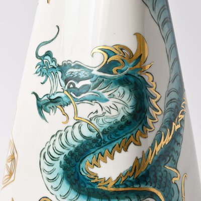 Mid-Century Green Dragon Porcelain Table Lamp from Alka Kunst