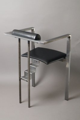 椅子 Karl Friedrich Forster KFF POSTMODERN Postmodern Model Trix Chair in Leather and Metal from K.F. Forster
