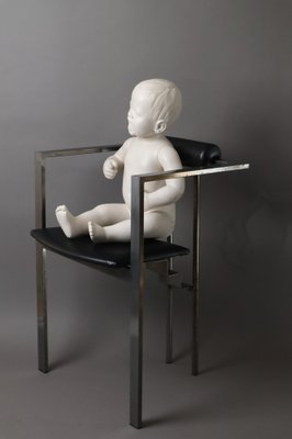 Postmodern Model Trix Chair in Leather and Metal from K.F. Forster