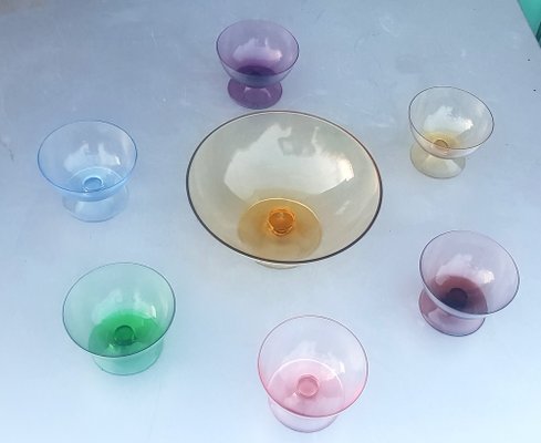 Schwedisches Dessertschalen-Set aus pastellfarbenem Glas, 7 bei Pamono kaufen