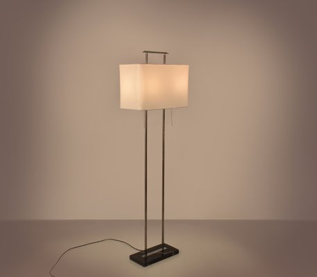 Mid-Century Floor Lamp with Base in Black Marble and Chromed Mid-Century Floor Lamp with Base in Black Marble and Chromed
