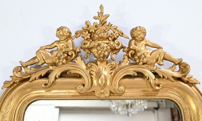 Miroir Louis Philippe XIXe En Bois Mouluré - Patine Antique, Fond Bois - Occasion