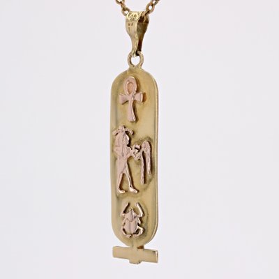 18k gold 2024 egyptian cartouche pendant
