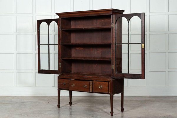 English Mahogany Arched Glazed Dresser Cabinet 1910 for sale at