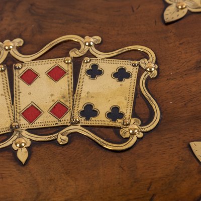 Vintage - Playing Card Box - Wood/Brass Inlay -Very Well Made - Card Design