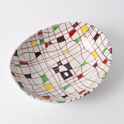 Mid-Century Mondrian Bowl by Aldo Londi for Bitossi, 1960s for