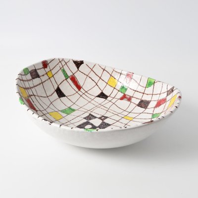 Mid-Century Mondrian Bowl by Aldo Londi for Bitossi, 1960s for