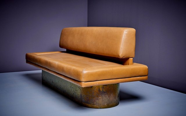 Finnish Sofa in Light Brown Faux Leather by Leena Kolinen 1960s