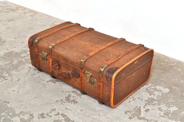 Good 1930s Leather Luggage Travel Trunk