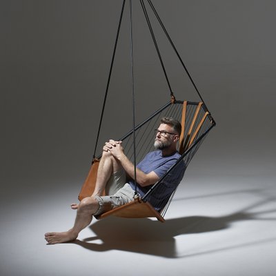 Modern Spacious Leather Swing Chair from Studio Stirling
