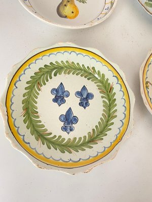 19th Century French Faience Plates in Pear Pattern with Blue