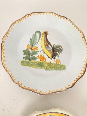 19th Century French Faience Plates in Pear Pattern with Blue