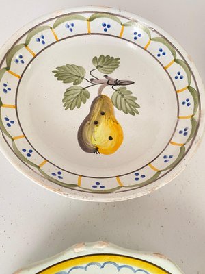 19th Century French Faience Plates in Pear Pattern with Blue
