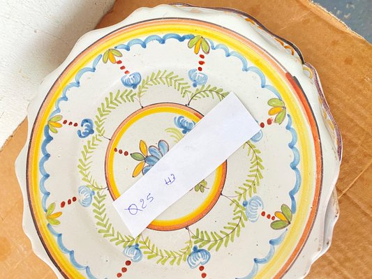 19th Century French Faience Plates in Pear Pattern with Blue