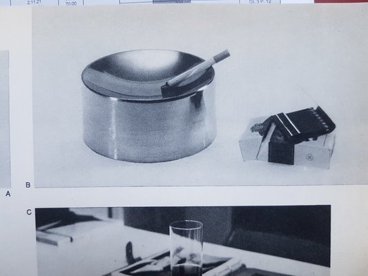 Posacenere da tavolo in acciaio e plastica nera di Emma Gismondi  Schweinberger per Artemide, anni '60 in vendita su Pamono
