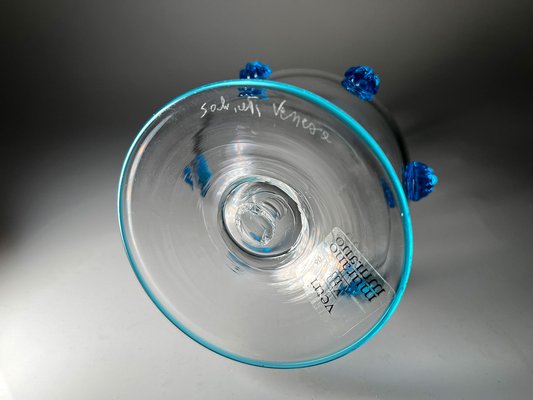 Murano Glass Vase with Blue Prunts by Salviati for sale at Pamono