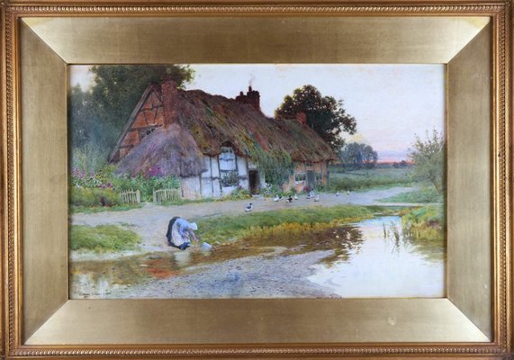 Arthur Claude Strachan, Evening Cottage Scene, 1890er, Aquarell bei Pamono  kaufen