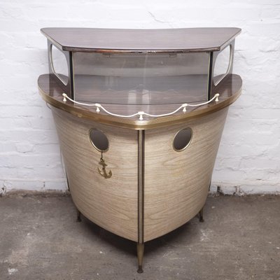 Vintage Light Up Boat Cocktail Bar with Anchor 1950s for sale at