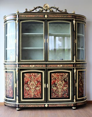 Credenza con vetrina Boulle a quattro ante, anni '90 in vendita su Pamono