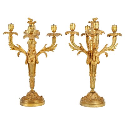 19th Century Louis XV Style Silver Bronze Candelabra, Set of 2 for sale at  Pamono