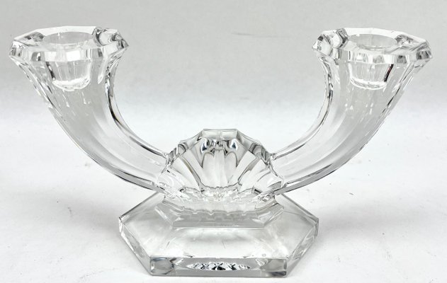Belgian Crystal Candlesticks by Val Saint Lambert, 1930s, Set of 3