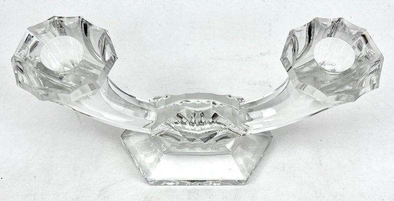 Belgian Crystal Candlesticks by Val Saint Lambert, 1930s, Set of 3