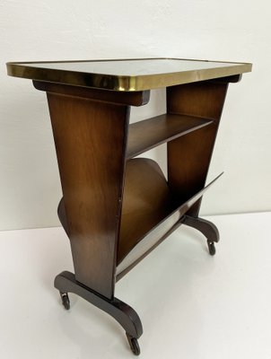 Vintage Side Table or Magazine Rack on Wheels, 1950s for sale at