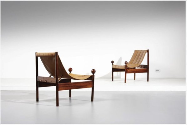 Ouro Preto Lounge Chairs in Rosewood Leather by Jorge Zalszupin Brazil 1960s Set of 2