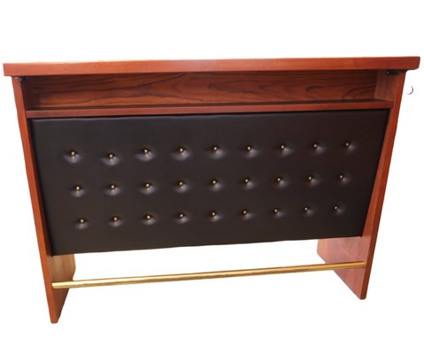 Danish Cocktail Bar in Teak and Button-Upholstered Front, 1950s