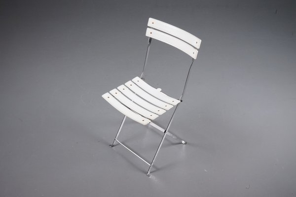 Celestina Folding Chair in White Leather by Marco Zanuso for